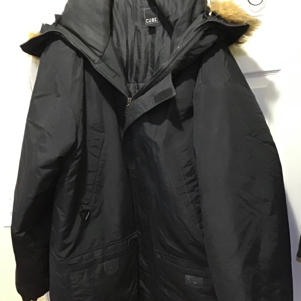 CUBE Mens Coat black Heavy duty with hood size 3X